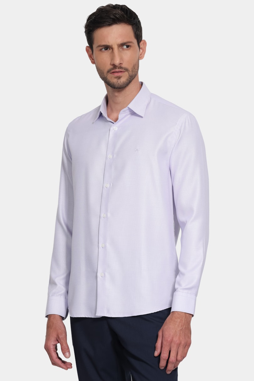 Camisa Manga Longa Slim Tricoline Mix Maquinetado Lilas