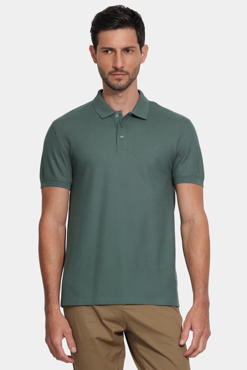 Polo Manga Curta Cotton Piquet Basic Verde Bandeira