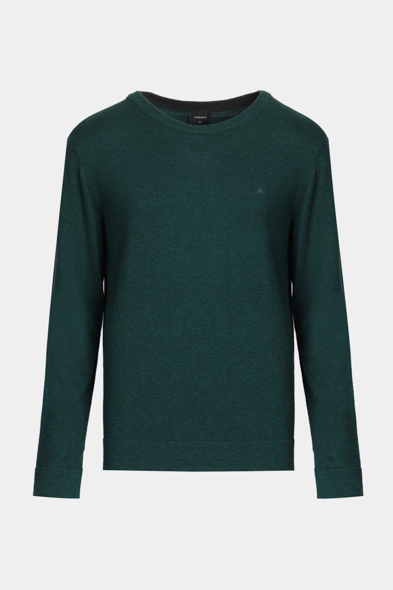 Tricot Manga Longa Gola Careca Verde Escuro