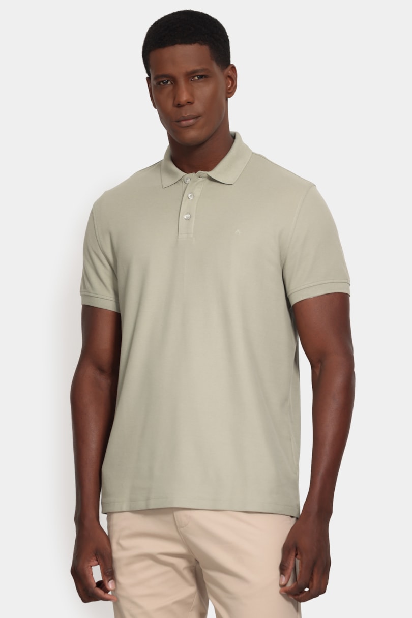 Polo Manga Curta Cotton Piquet Basic Verde Cha 114