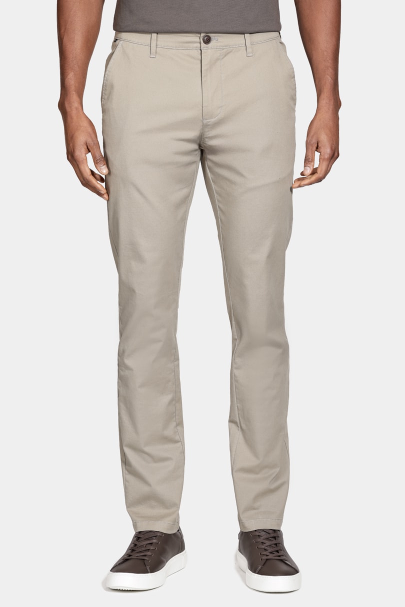 Calça Chino Algodão Premium Básica Cinza Rato