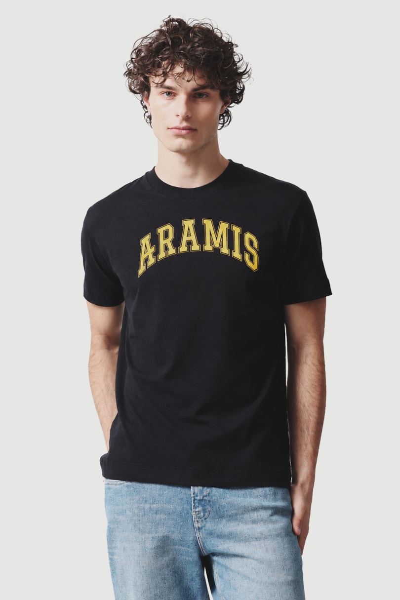 Camiseta Manga Curta Estampa College Marinho