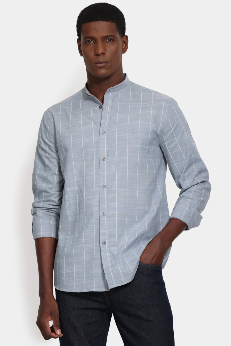 Camisa Manga Longa Regular Flame Listrado Cinza