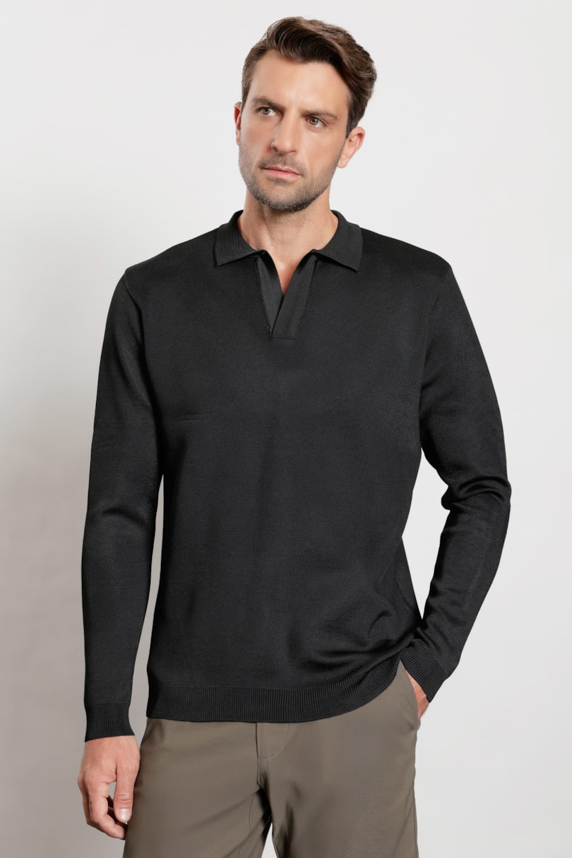 Polo Manga Longa Tricot Flowtech Rayon Preto