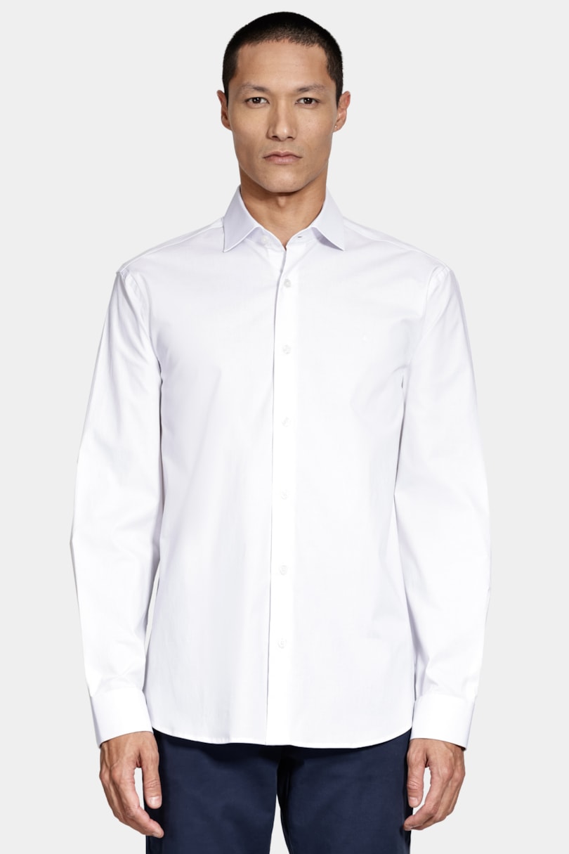 Camisa Manga Longa Slim Tricoline Algodão Branco