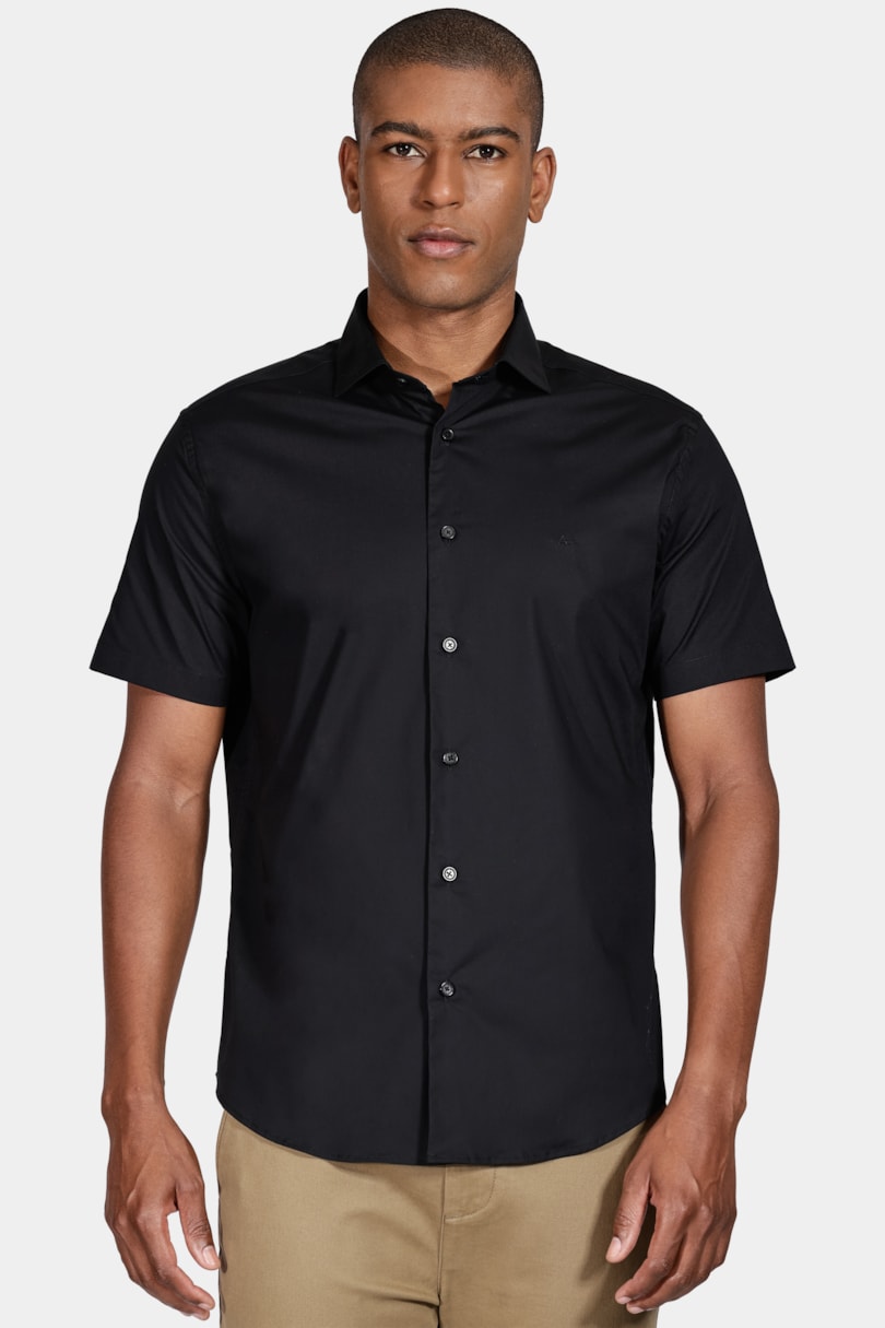 Camisa Slim Tricoline Com Stretch Preto