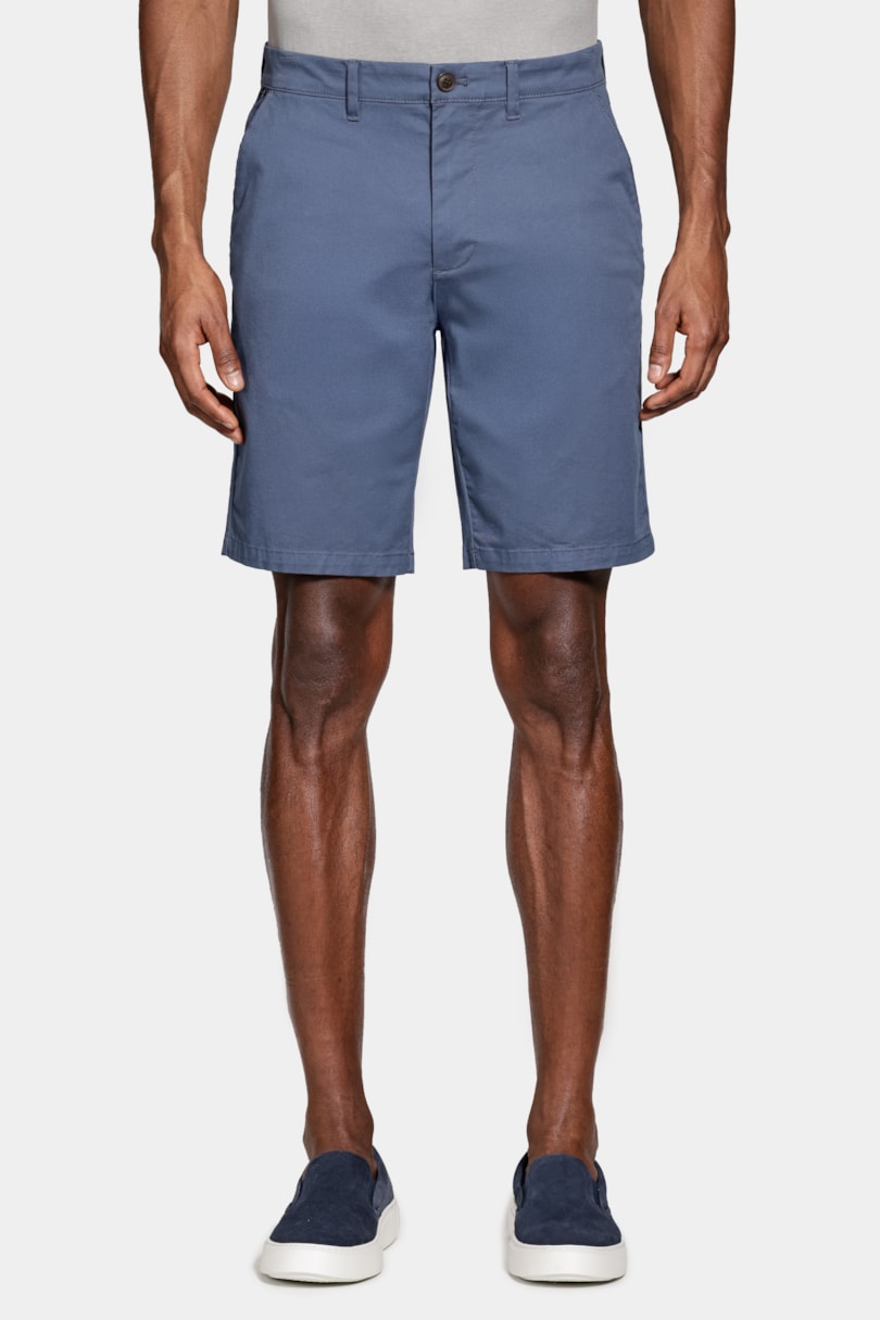 Bermuda Chino Casual em Sarja Azul Indigo
