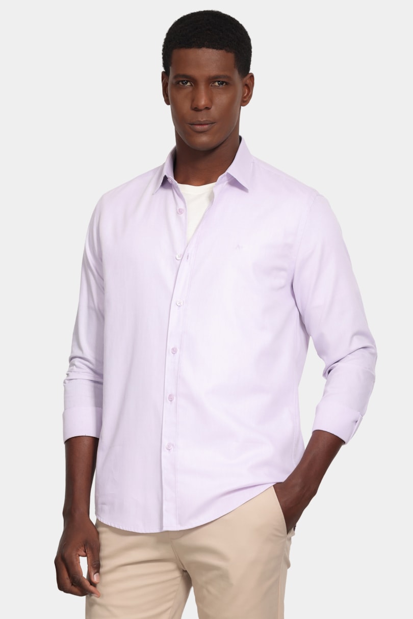 Camisa Manga Longa Slim Point Lilas