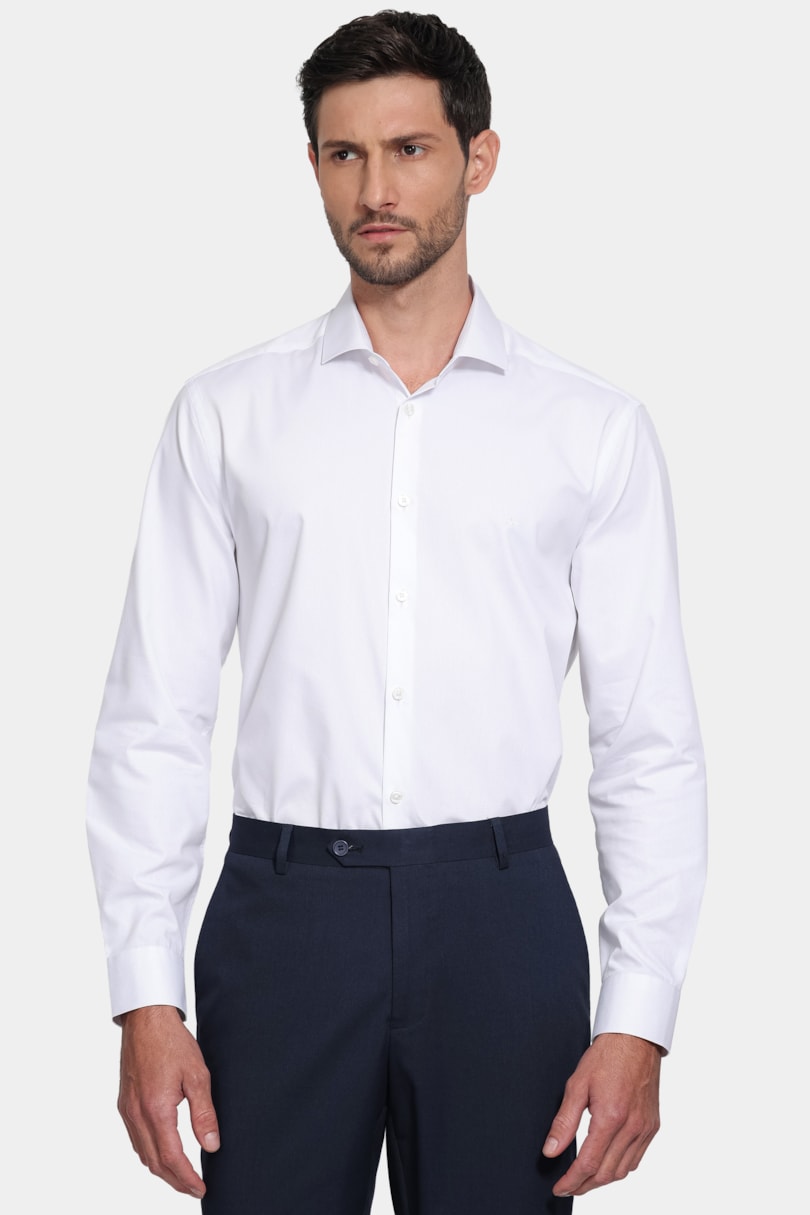 Camisa Manga Longa Algodão Misto Branco