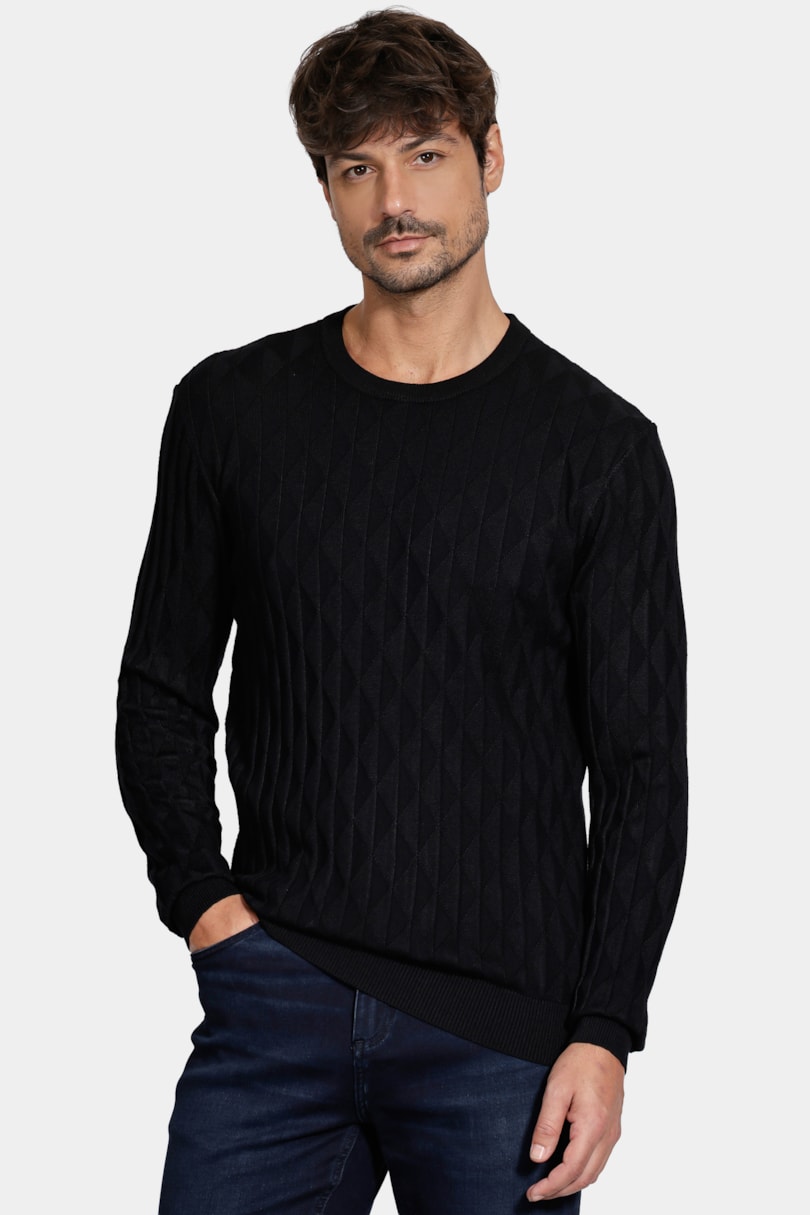Tricot Jacquard Triangulos Preto