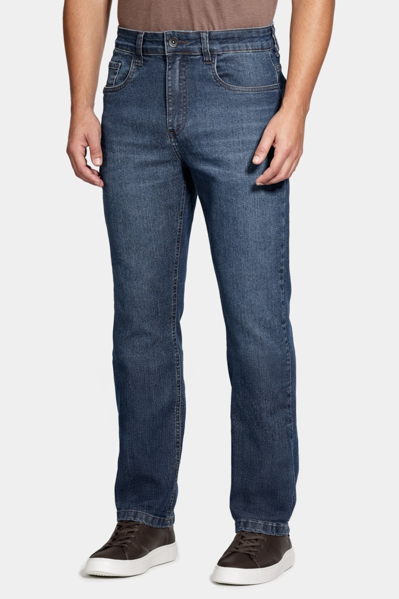 Calça Jeans Regular Azul Escuro Azul Escuro
