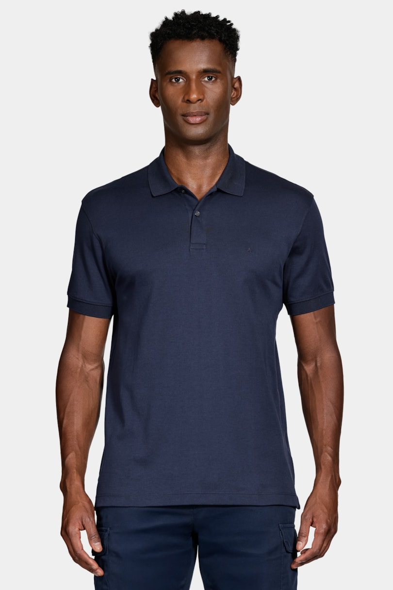 Polo Manga Curta Interlock Pima Navy